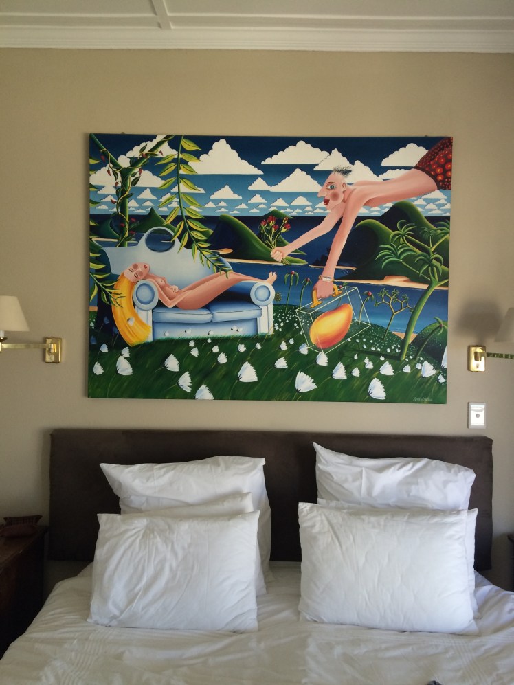 This subtle piece hangs in the master... bedroom. 