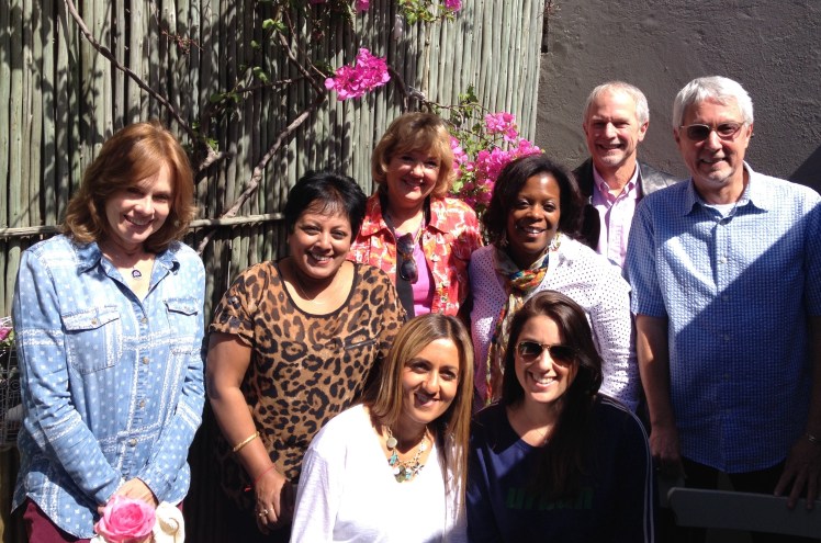 My people celebrating Kelly's birthday. Clockwise: Buckley, Kelly, Caroline, Mohini, Aleta, Tina, Doug, and Bob. I spent many happy days with this crew.
